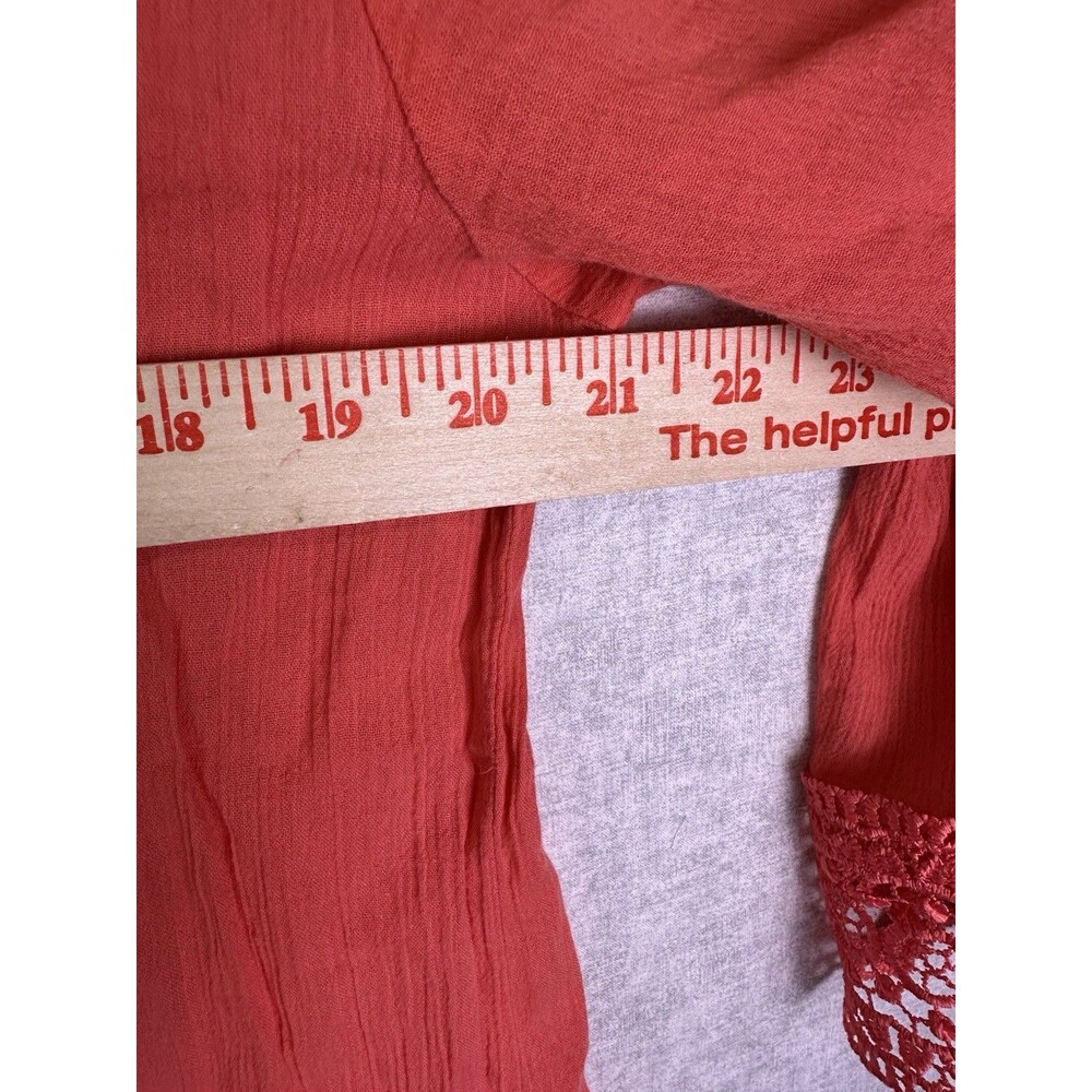 Isaac Mizrahi Womens Tunic Cover Up Size M Lace 3/4 Sleeve Cruise Summer Coral - Picture 4 of 5